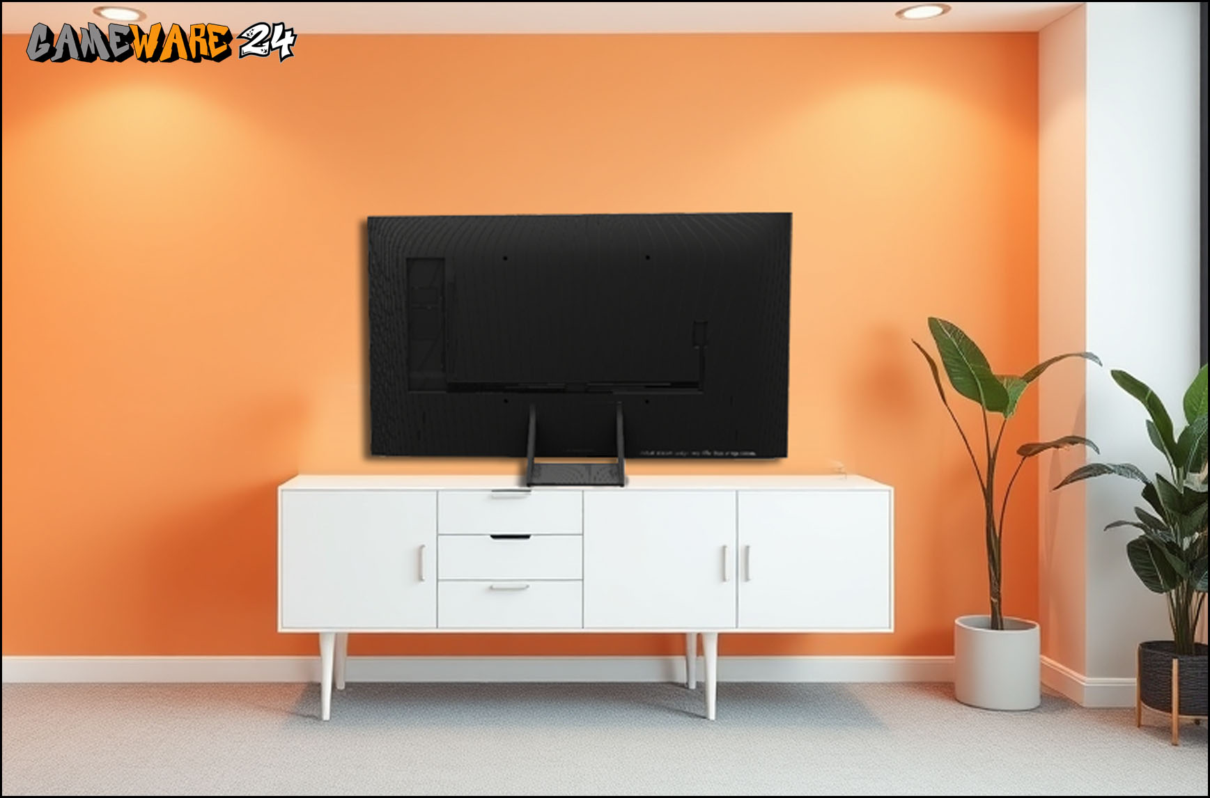 Die Rückseite des Samsung GQ75QN80F.