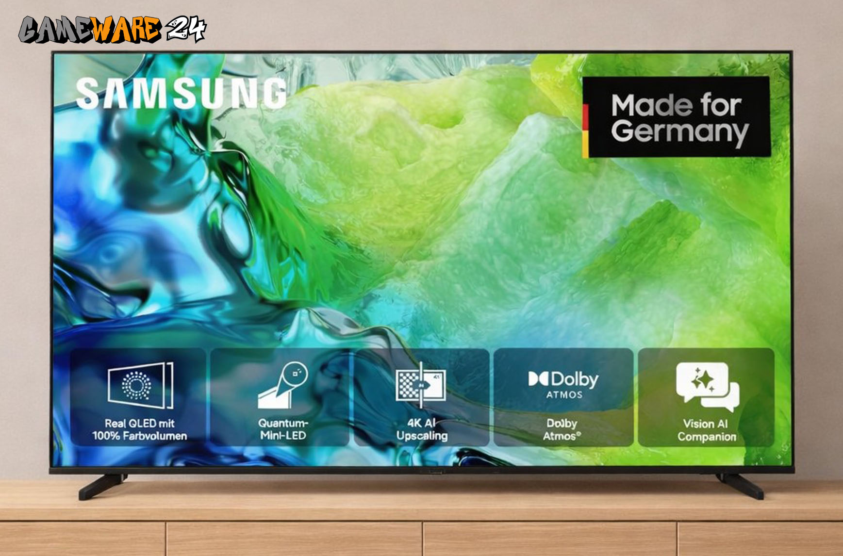 Brillante Farben und starke Kontraste: Der Samsung GQ85QN80H setzt auf ein QLED-Panel mit Mini-LED-Hintergrundbeleuchtung und verspricht 100 % Farbvolumen.